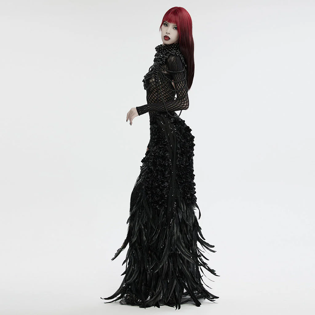WS-739LHF Gothic Skull Beaded black Statement Neck Cover Accessory - Image 14