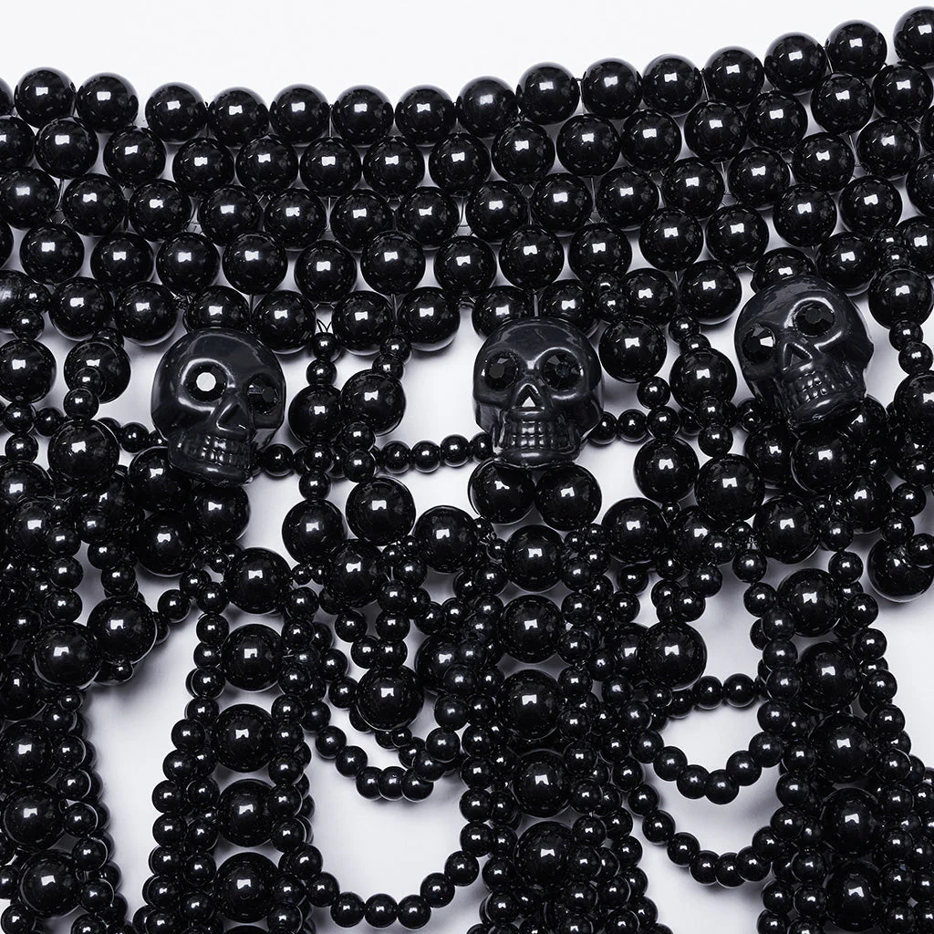 WS-739LHF Gothic Skull Beaded black Statement Neck Cover Accessory - Image 7