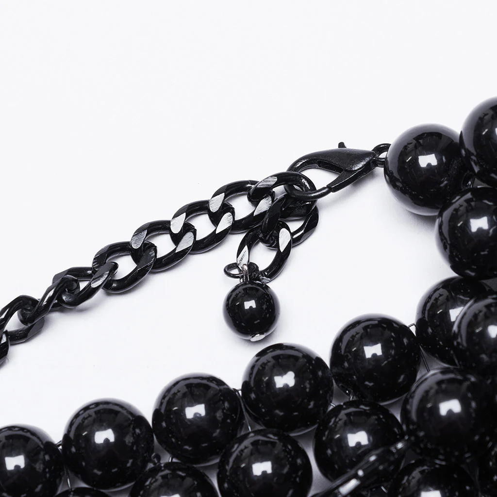 WS-739LHF Gothic Skull Beaded black Statement Neck Cover Accessory - Image 9
