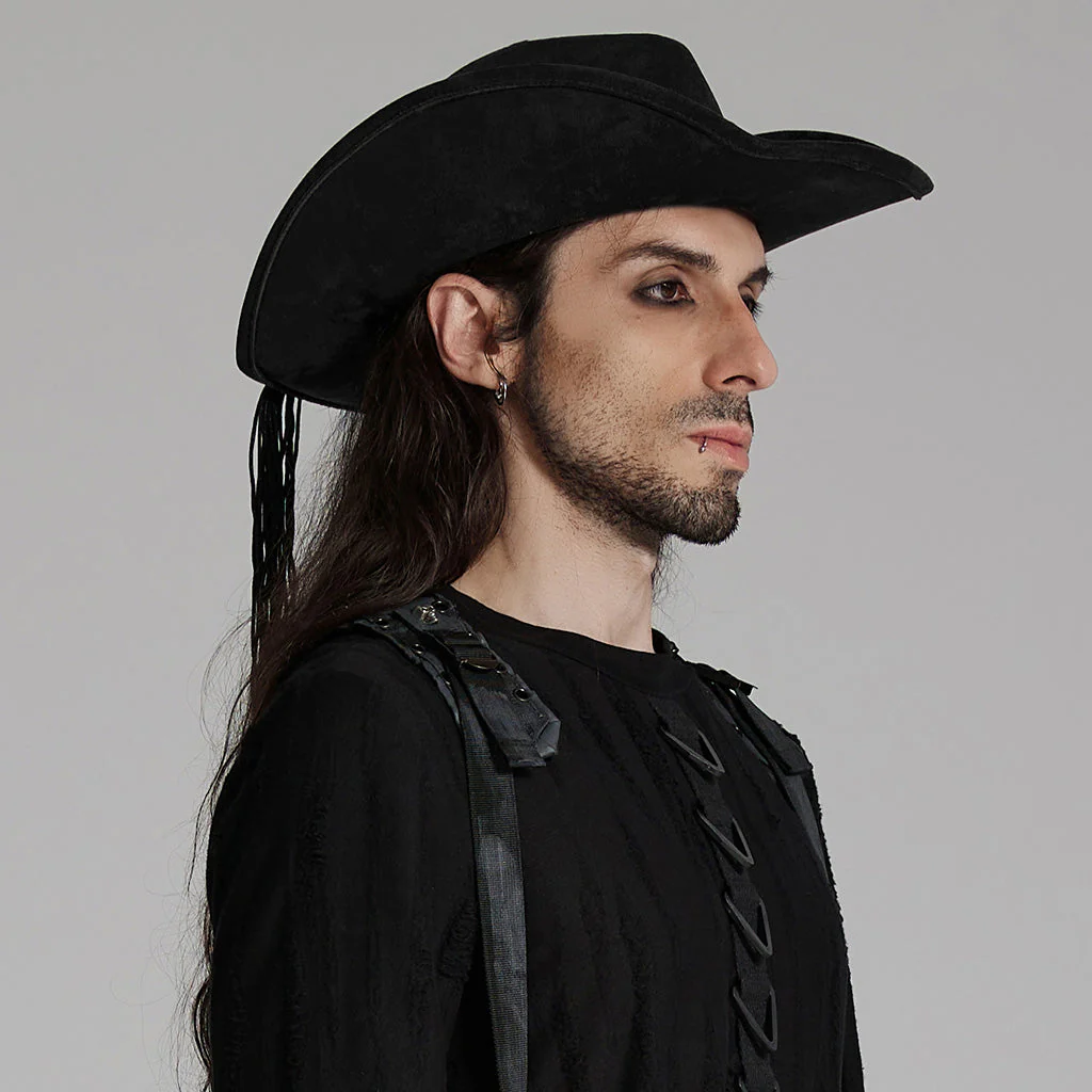 WS-746MZM Suede Cowboy Hat with Feathers Punk Accessories Edition - Image 23