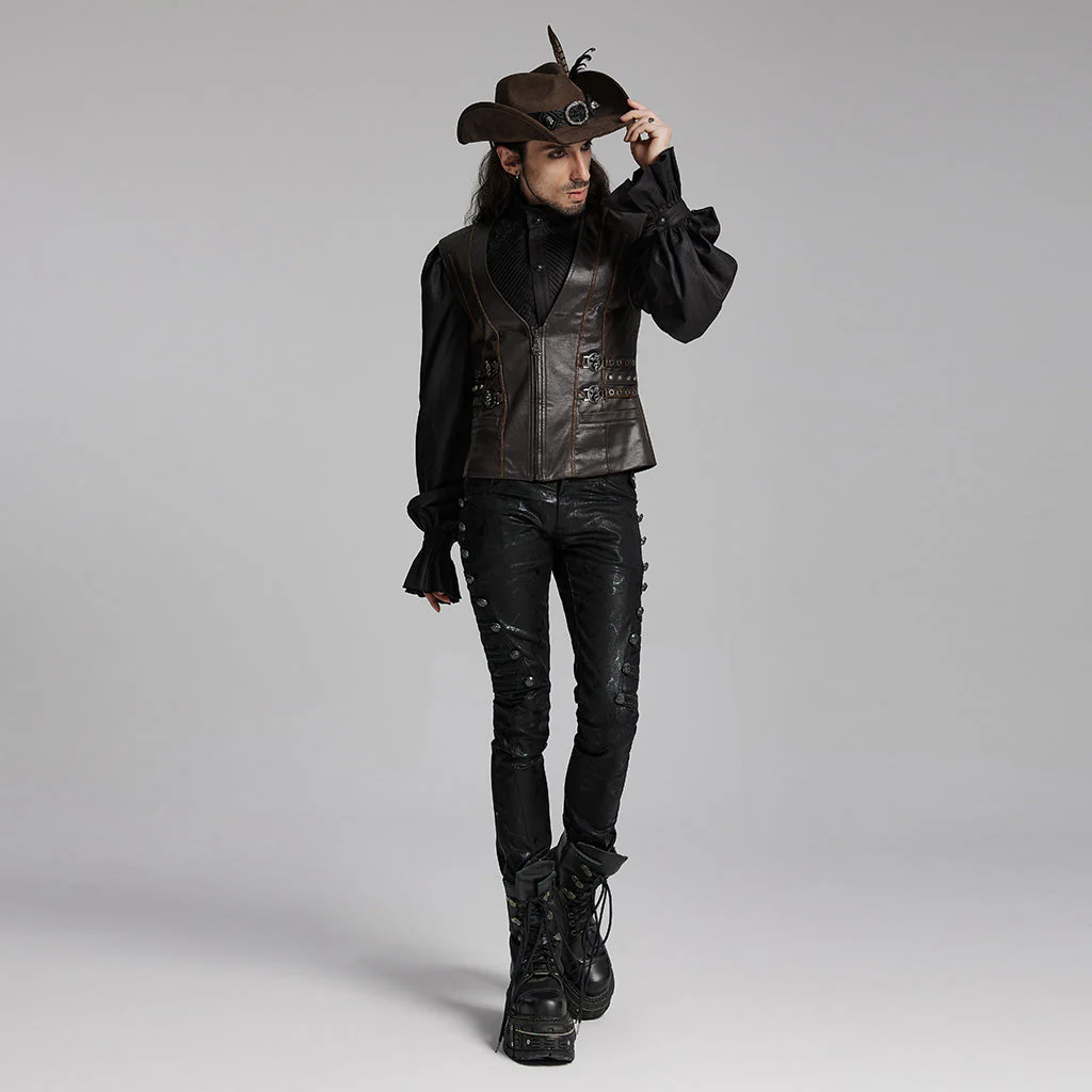 WS-746MZM Suede Cowboy Hat with Feathers Punk Accessories Edition - Image 34