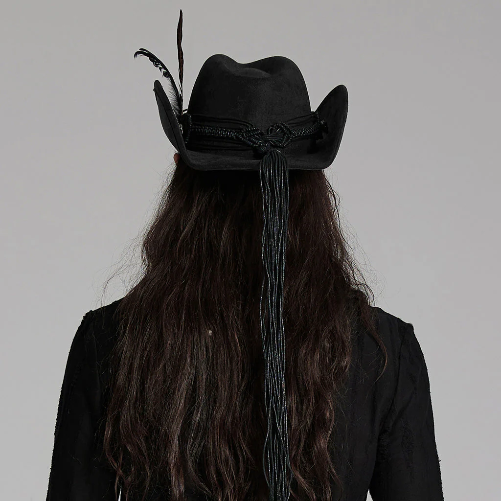WS-746MZM Suede Cowboy Hat with Feathers Punk Accessories Edition - Image 40