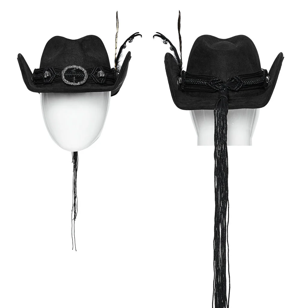 WS-746MZM Suede Cowboy Hat with Feathers Punk Accessories Edition - Image 42