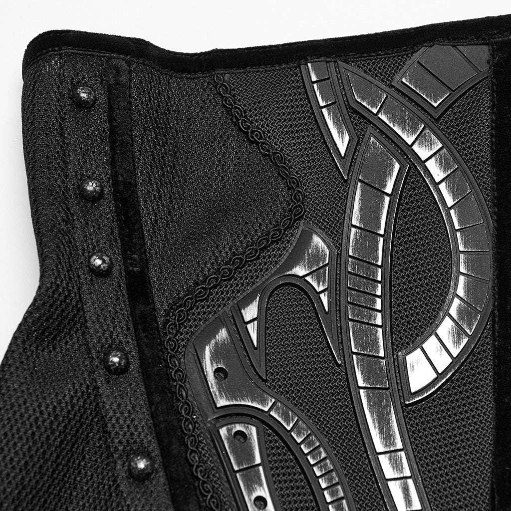 WS-750YDF Edgy Black Punk Corset Gothic Steel Boned Waist Cincher - Image 8
