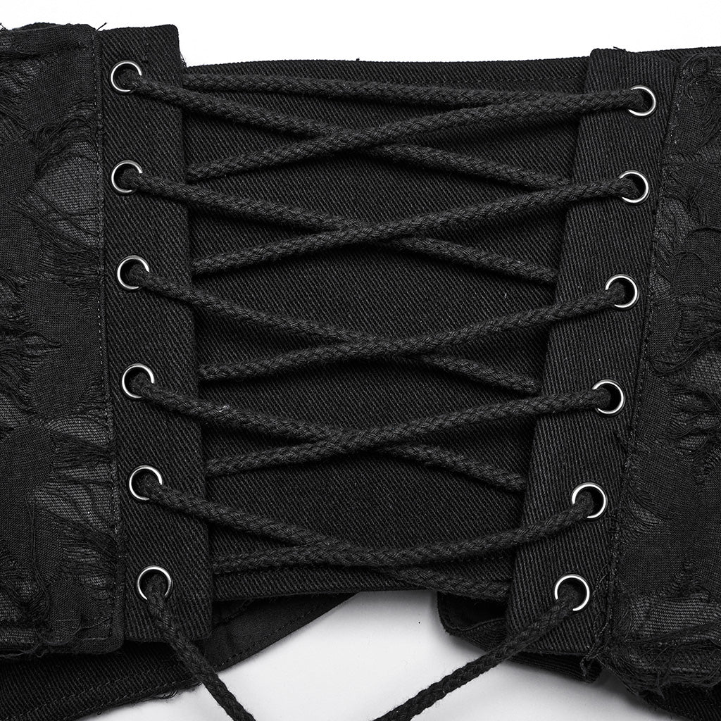 WS-753YDF Edgy Gothic Lace-Up Belted Punk Corset Waist Cincher - Image 20