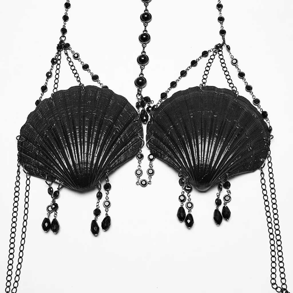 WS-775QTF Gothic Accessories Shell Bra Beaded Chain Crown Set - Image 7
