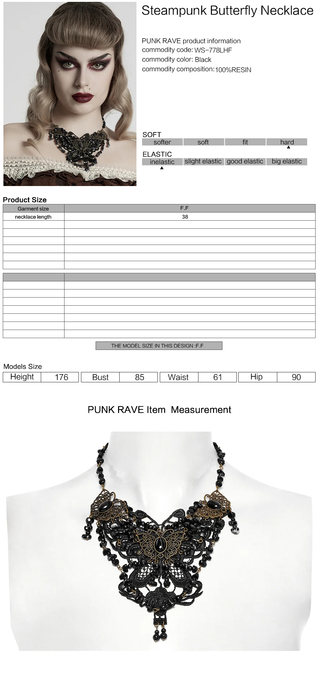 WS-778LHF Gothic Accessories Victorian Choker Steampunk Statement Necklace - Image 11