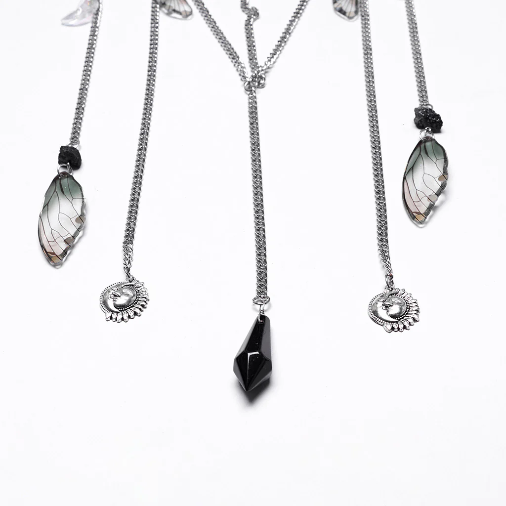 WS-784FSF Gothic Accessories: Elegant Black Crown with Chains and Jewel Headpiece Gothic Accessories Black Beaded Crown with Dramatic Choker Set - Image 9