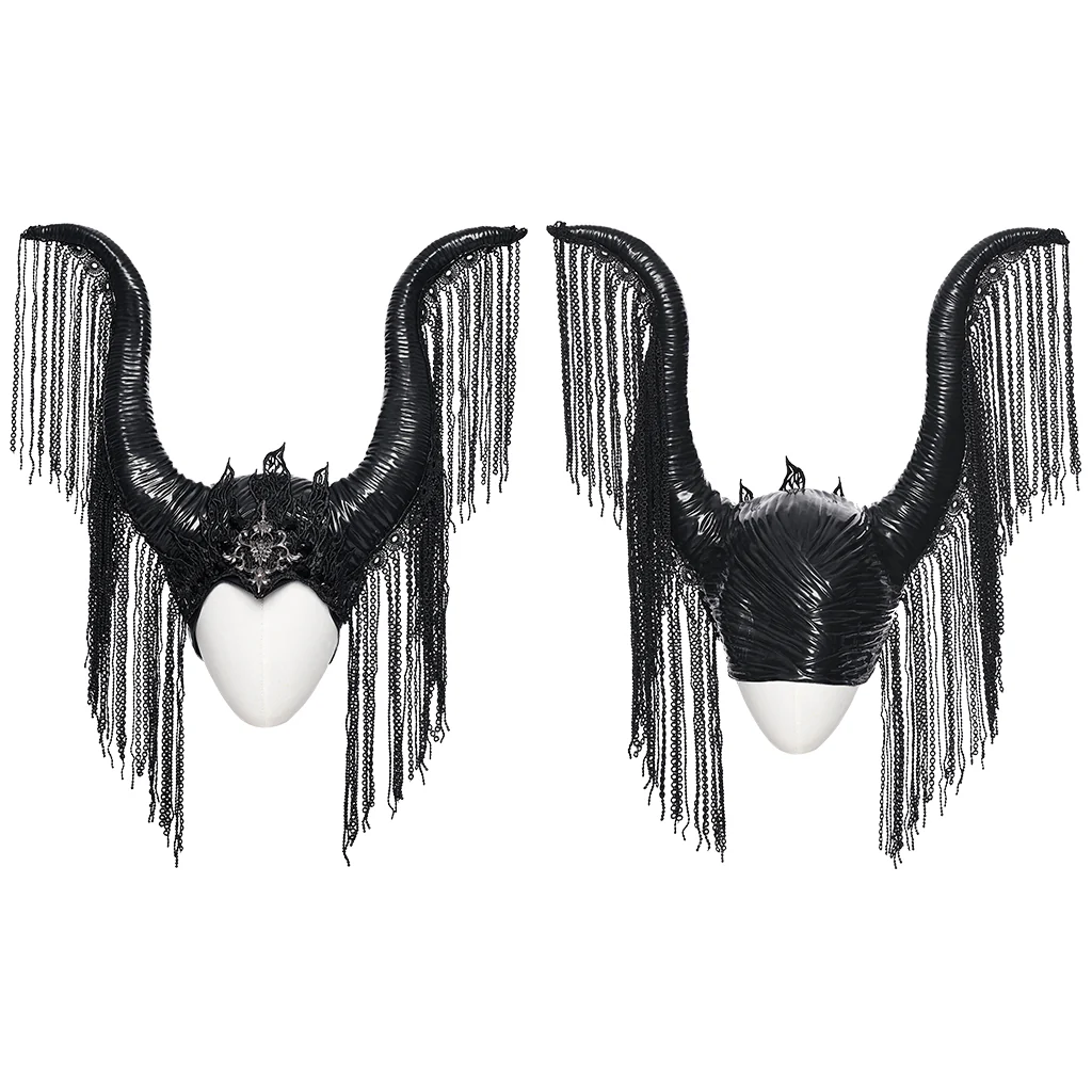 WS-792FSF Gothic Accessories Horned Headdress with Chain Fringe Details - Image 5