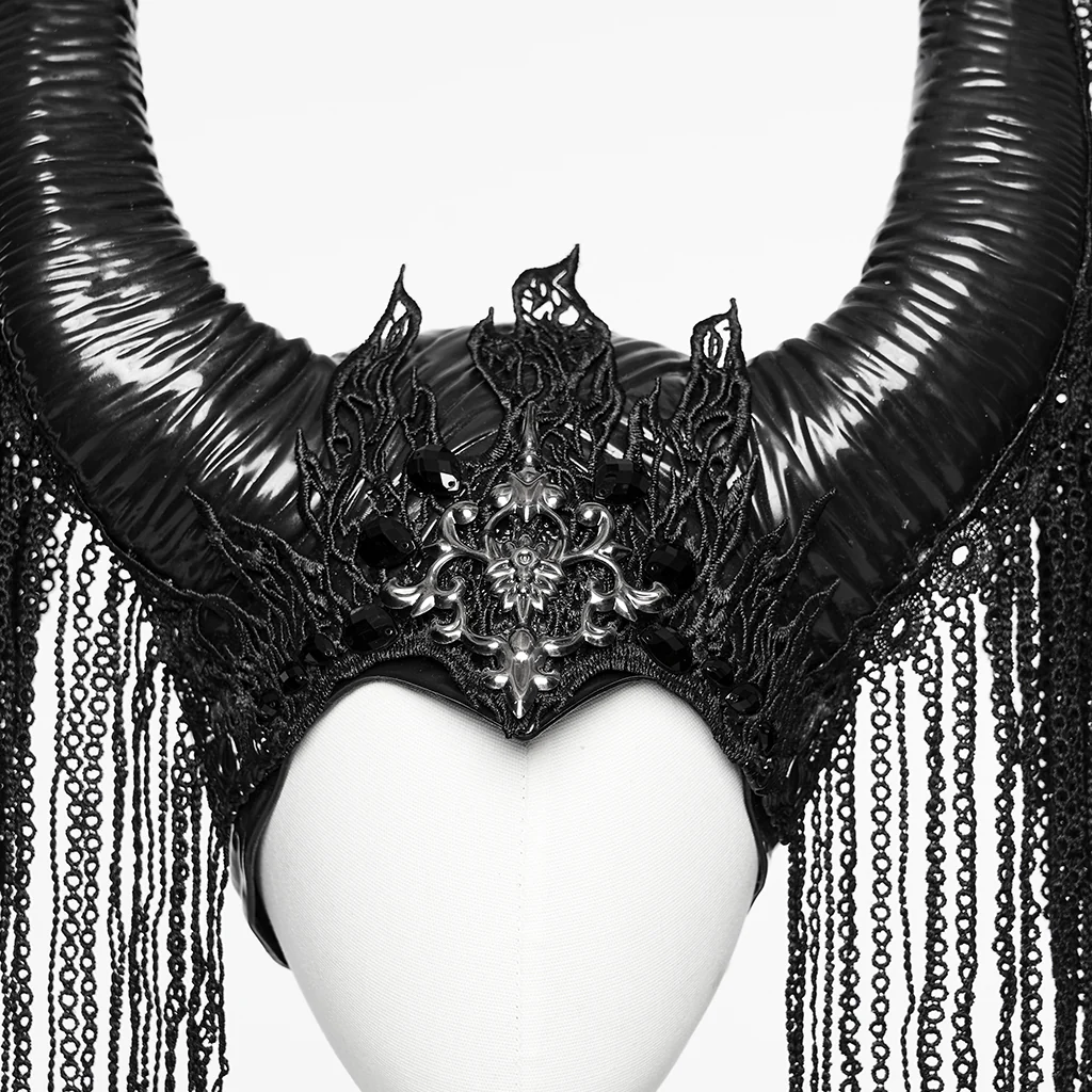 WS-792FSF Gothic Accessories Horned Headdress with Chain Fringe Details - Image 6