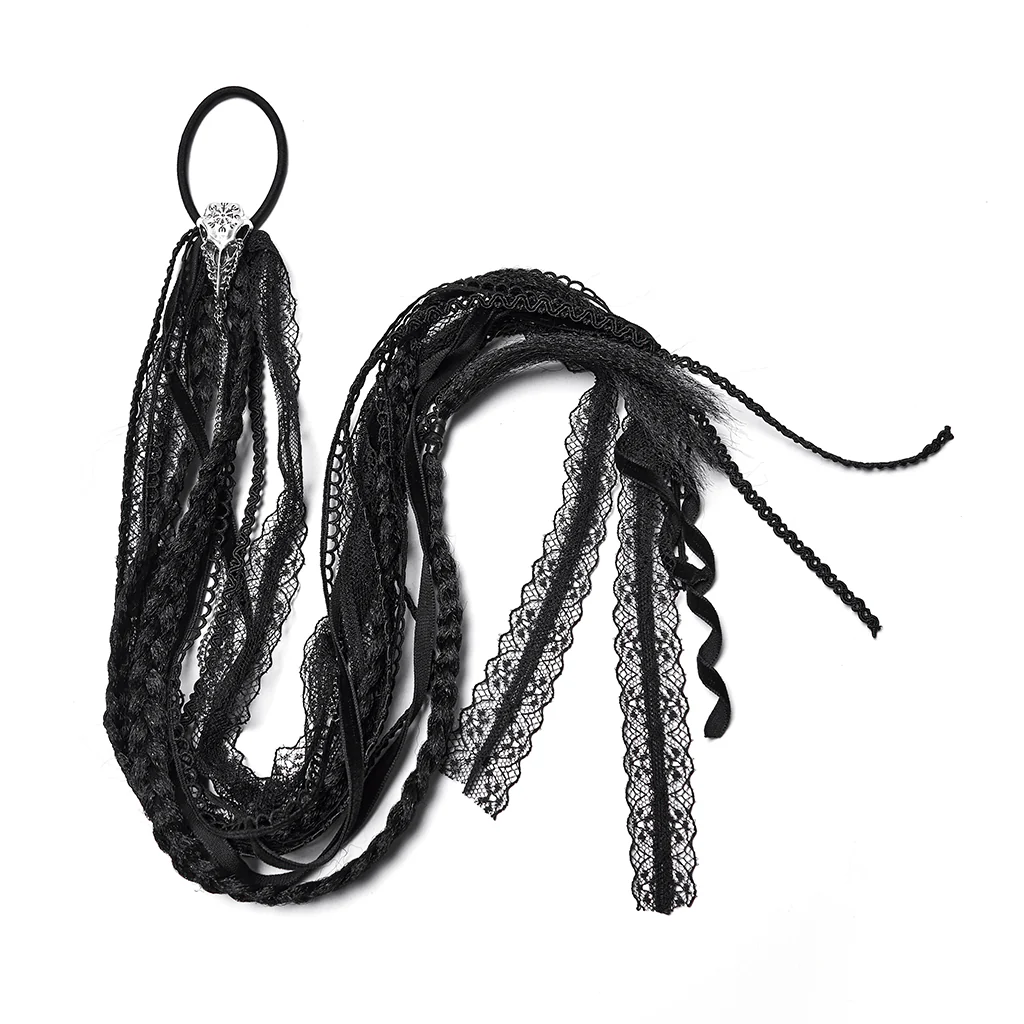 WS-801FSF Gothic Accessories Black Lace Ribbon Hair Extension Clip - Image 6
