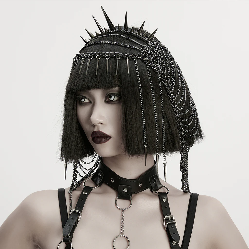 WS-813FSF Punk Accessories Spiked Chain Headdress Gothic Headpiece Statement Jewelry - Image 3