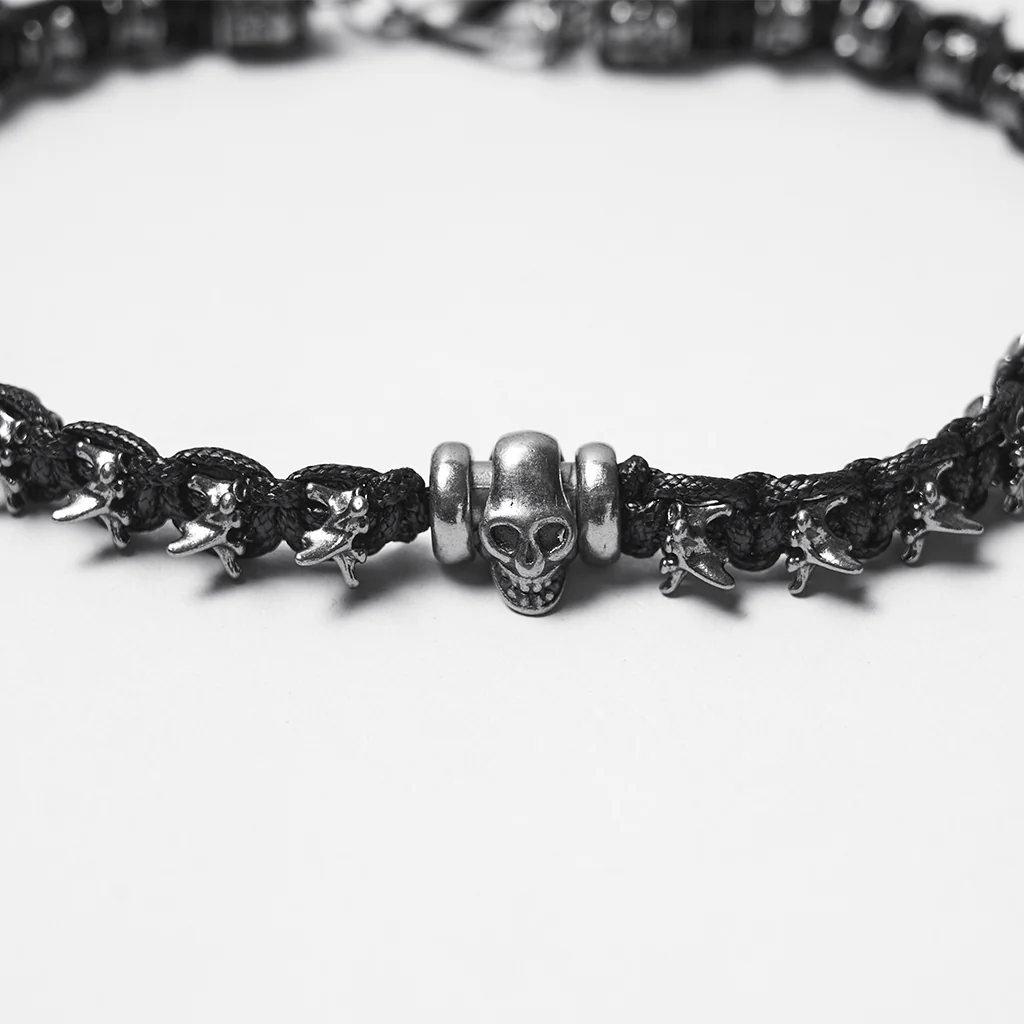 WS-822LHF Punk Accessories Gothic Skull Choker Black Spiked Necklace - Image 7