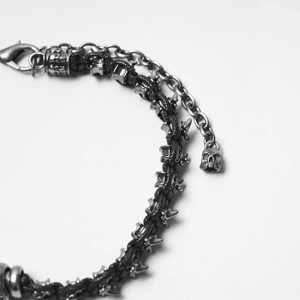 WS-822LHF Punk Accessories Gothic Skull Choker Black Spiked Necklace - Image 9