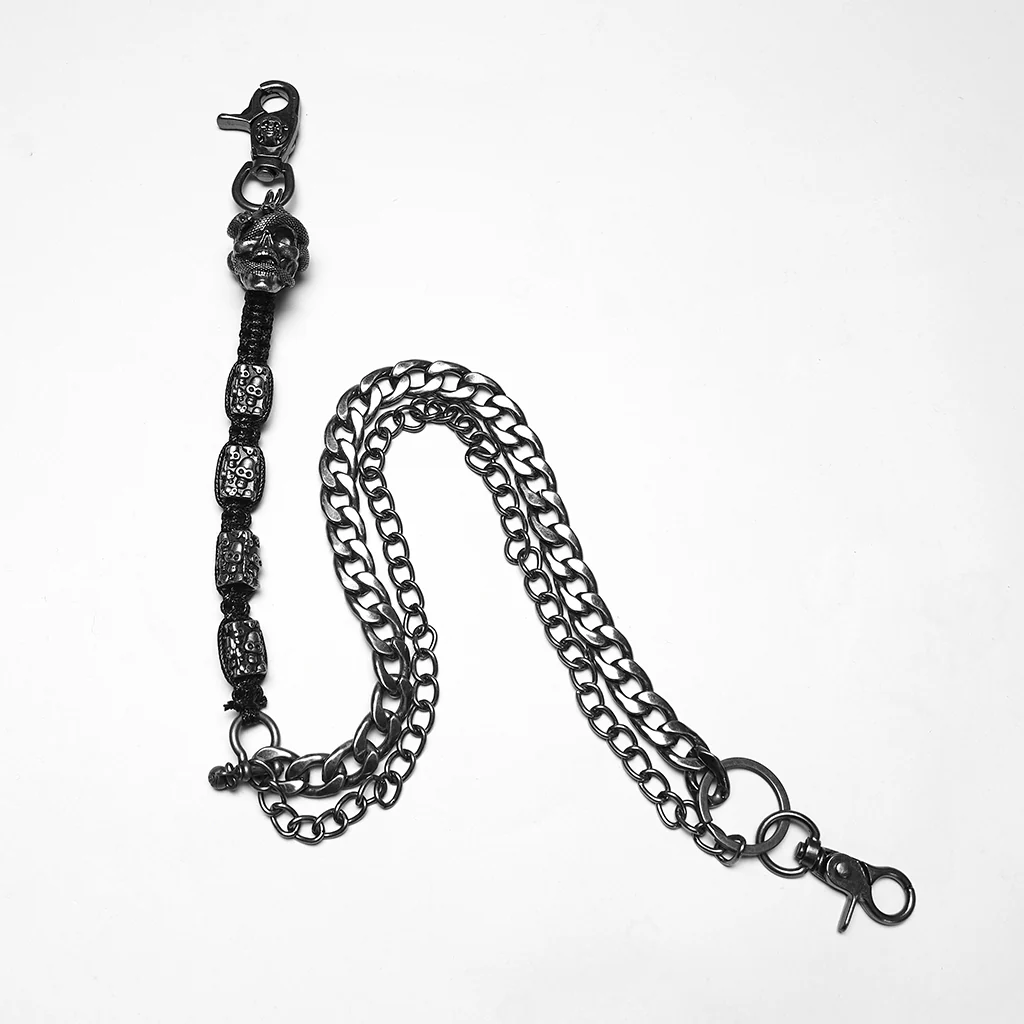 WS-839QTM Vintage Skull Chain Punk Accessories Multi-Layered Biker Wallet Chain - Image 6