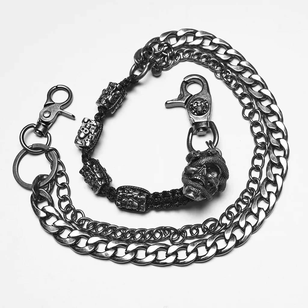WS-839QTM Vintage Skull Chain Punk Accessories Multi-Layered Biker Wallet Chain - Image 7