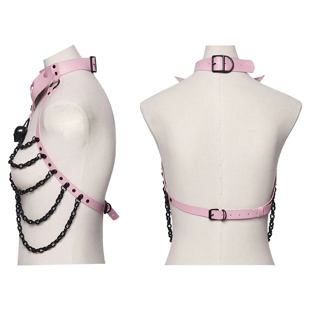 WS-840QTF Gothic Harness Crop Top Punk Accessories with Chains and Leather Details - Image 20