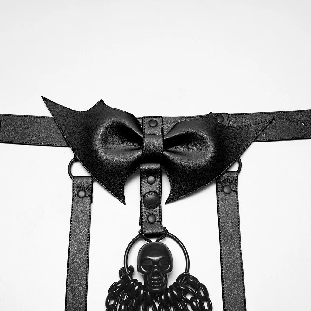 WS-840QTF Gothic Harness Crop Top Punk Accessories with Chains and Leather Details - Image 8