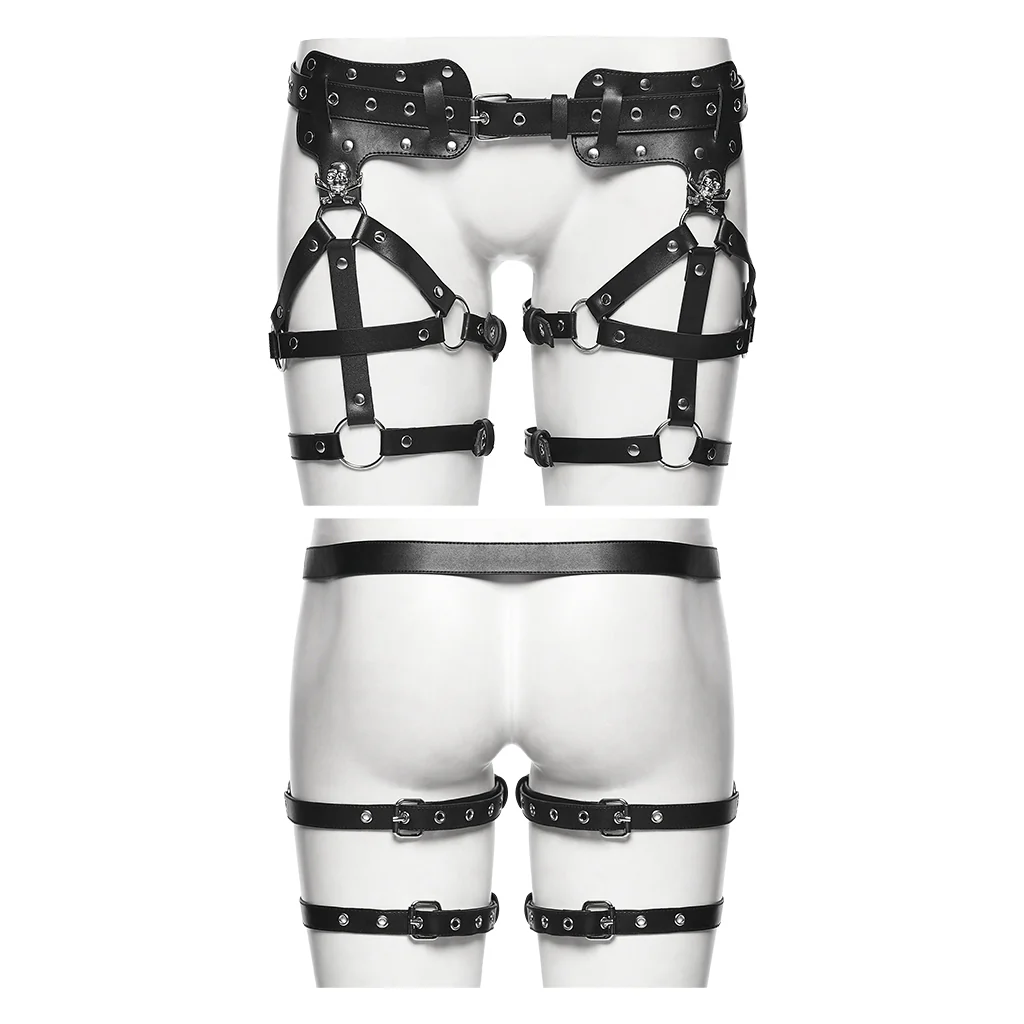 WS-841QTF Edgy Punk Accessories Bondage Strap Shorts with Skull Details - Image 7