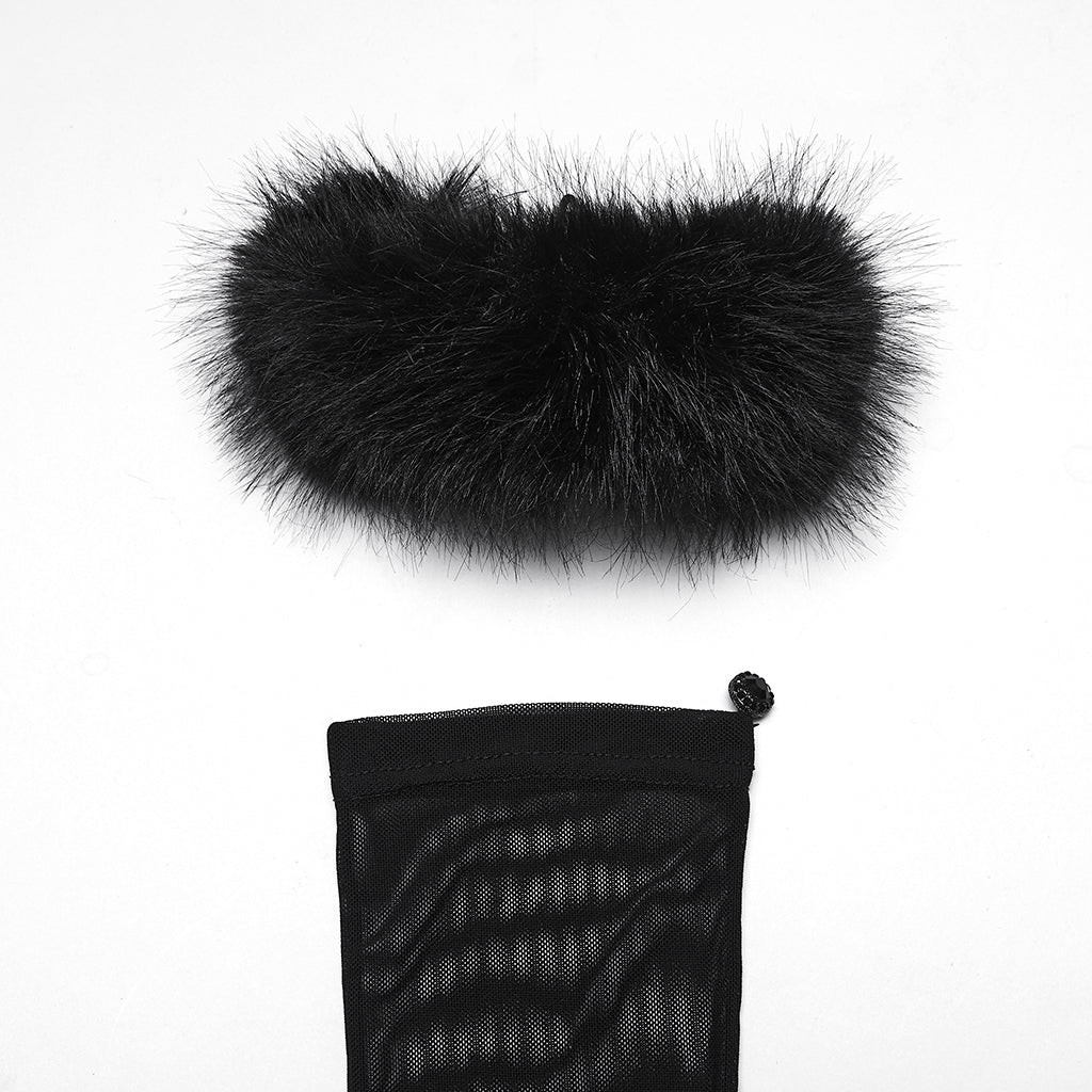 WS-842SSF Gothic Accessories Fur Hooded Mask with Chains Claw Gloves Set - Image 6