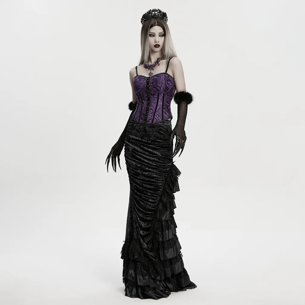 WS-843FSF Gothic Accessories Skull Crown Black Rose Lace Headpiece - Image 5