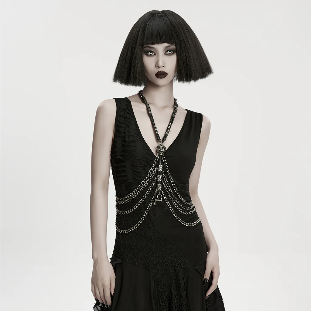 WS-844BDF Steel Chain Body Harness Gothic Punk Accessories Statement Jewelry - Image 5