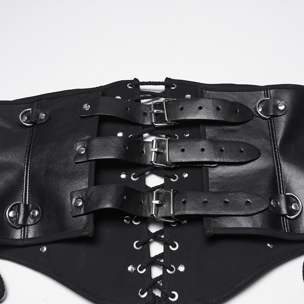 WS-852YDM Retro Gothic Punk Corset Belt with Straps and Lace-Up Design - Image 9