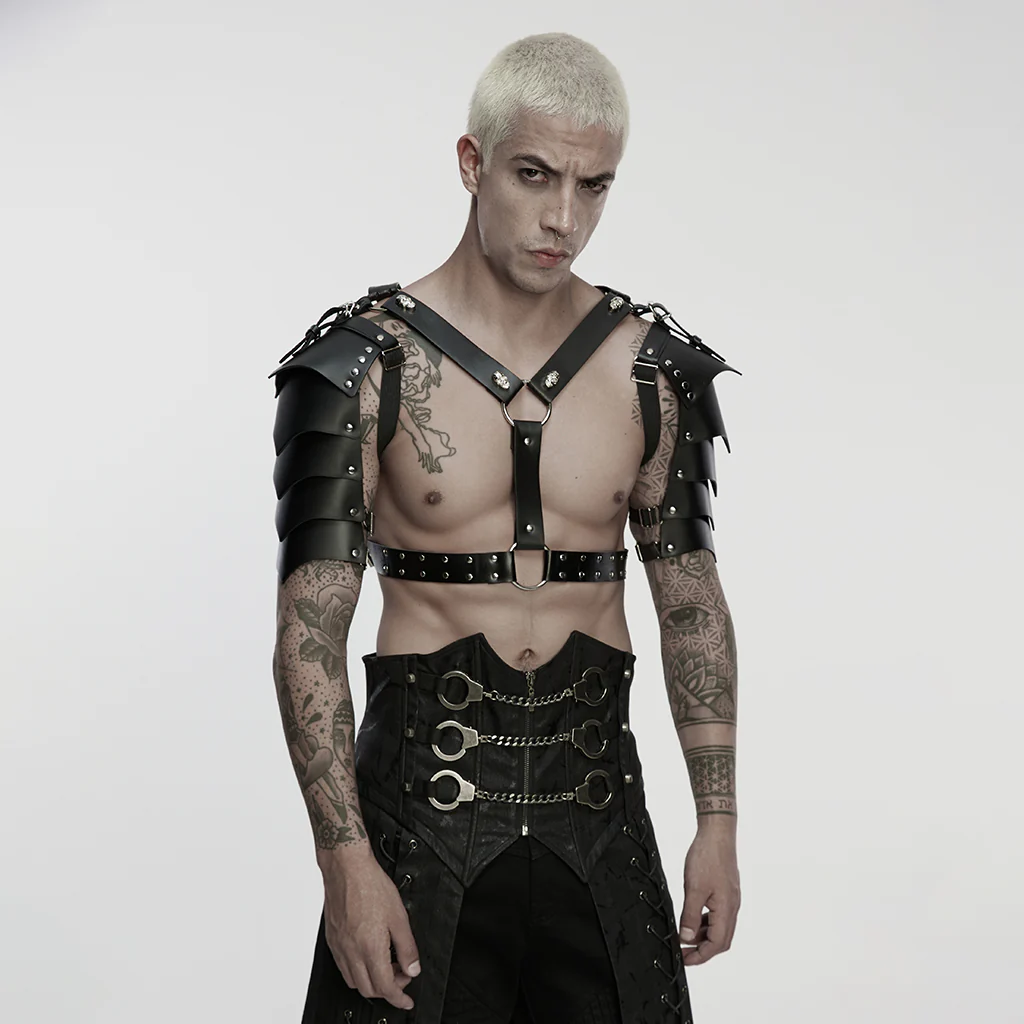 WS-853BDM Punk Accessories Leather Armor Harness Gothic Shoulder Straps
