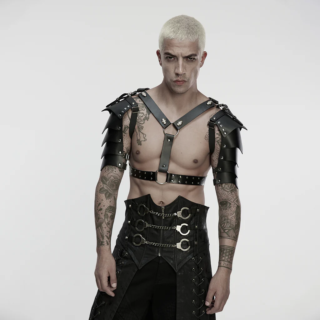 WS-853BDM Punk Accessories Leather Armor Harness Gothic Shoulder Straps - Image 3