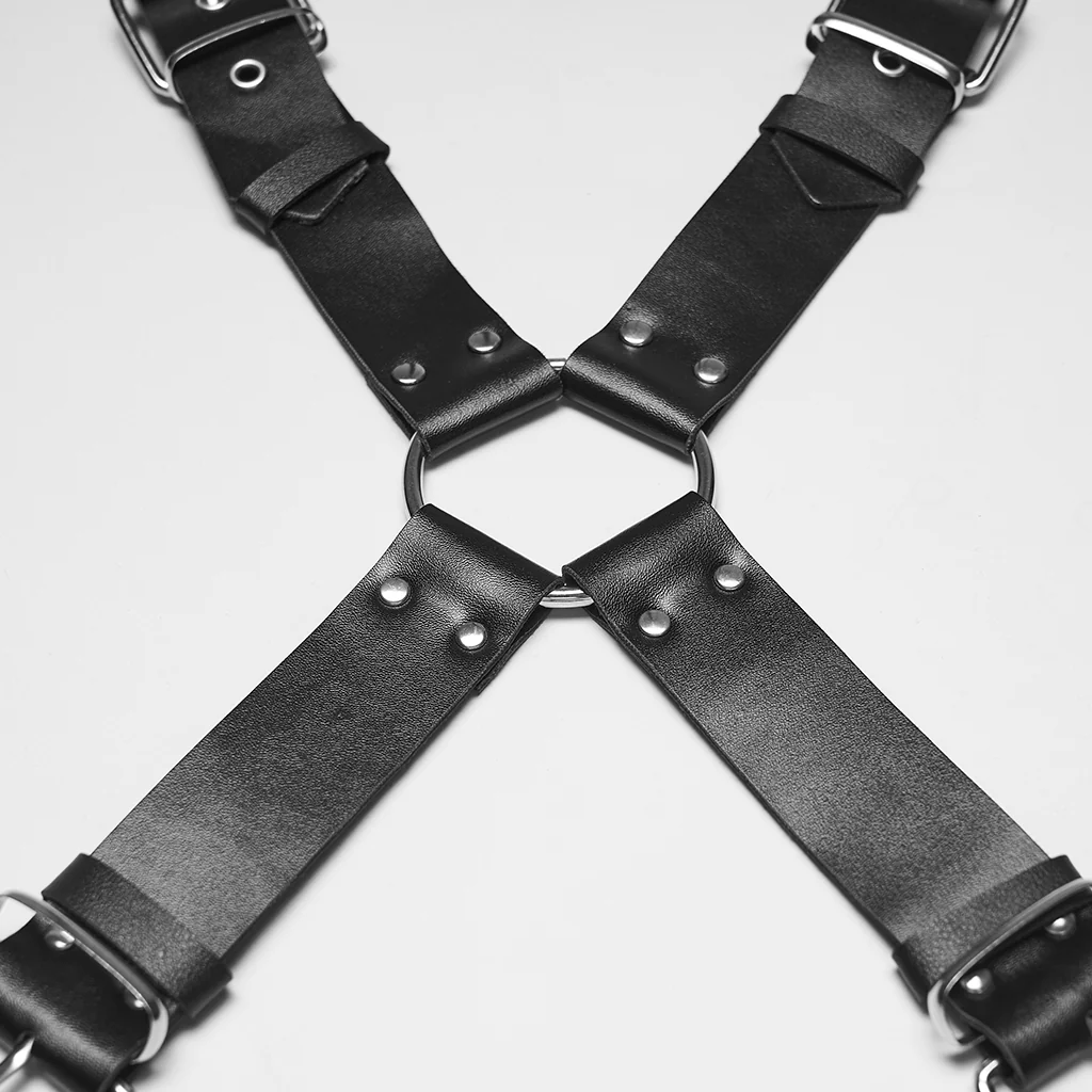 WS-854BDM Punk Accessories Leather Harness Rivet Studded Chain Straps - Image 10