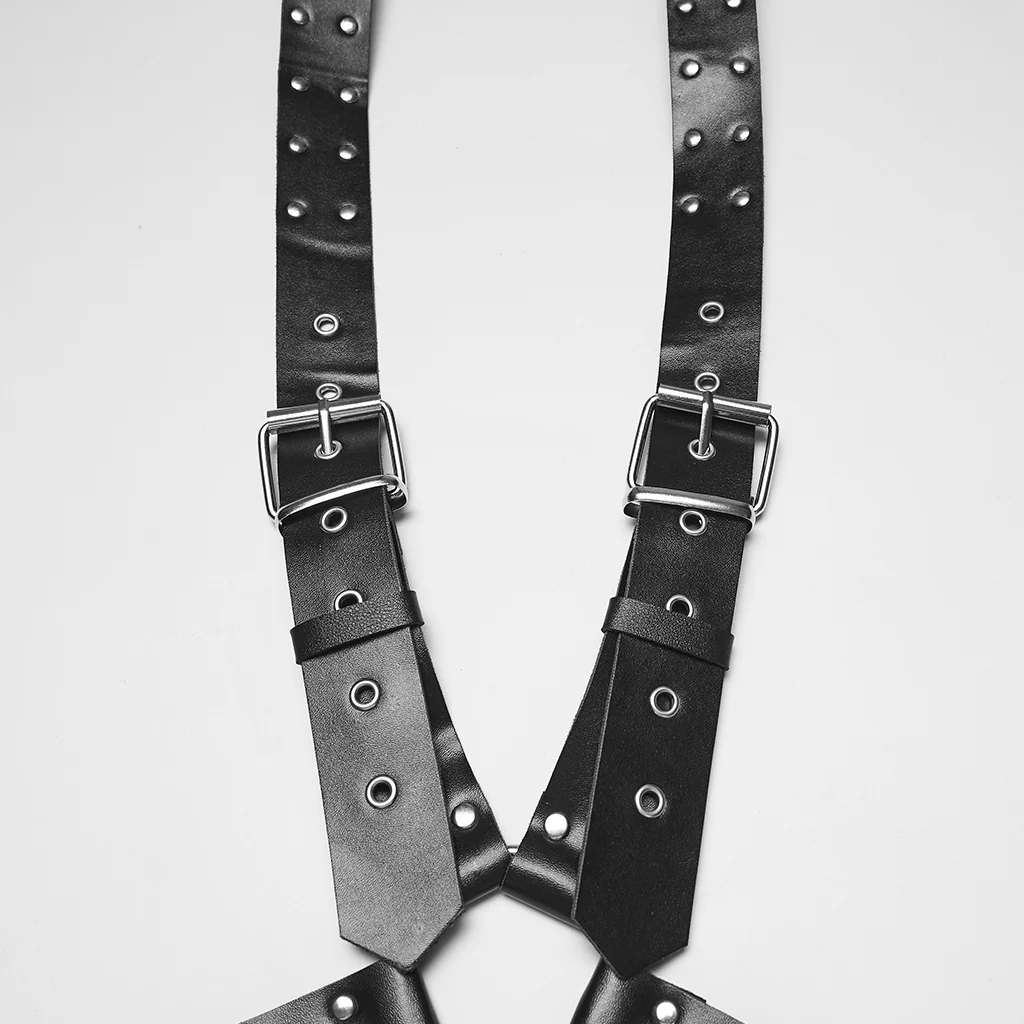 WS-854BDM Punk Accessories Leather Harness Rivet Studded Chain Straps - Image 9