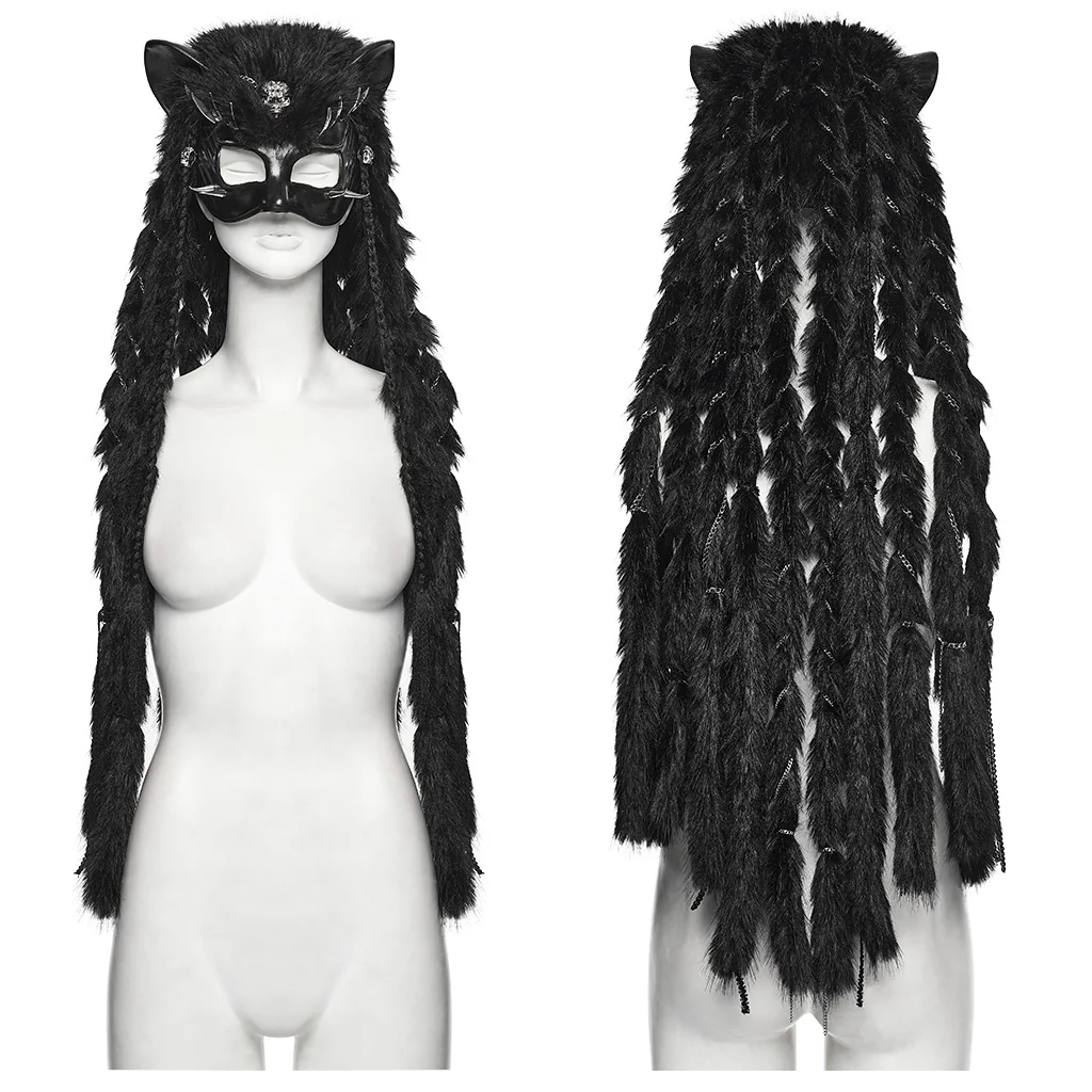WS-865FSF Punk Accessories Masked Harness Outfit with Fur Dreads and Chains - Image 6