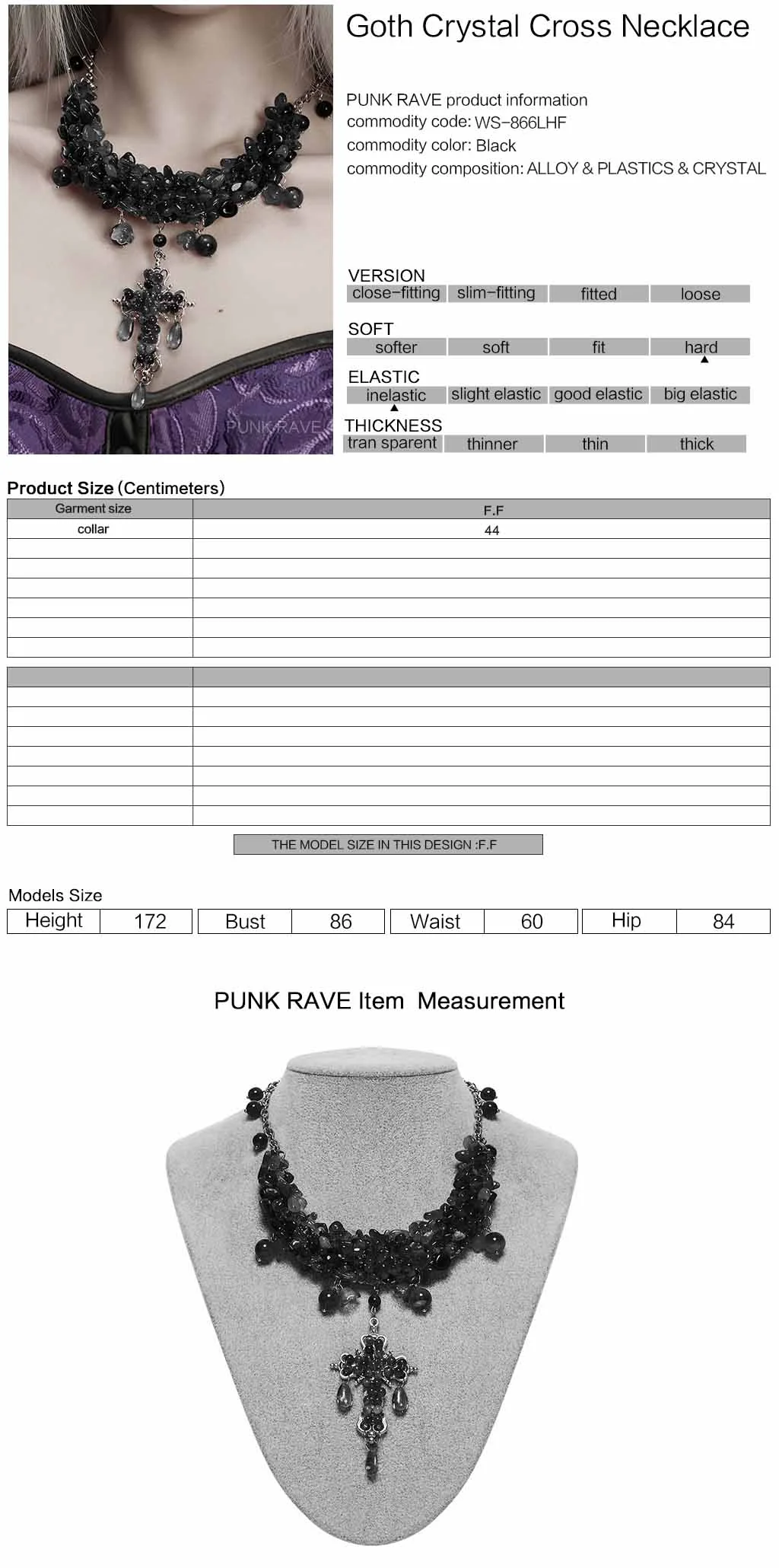 WS-866LHF Gothic Accessories Amethyst Crystal Cross Necklace Choker Elegant Statement - Image 10