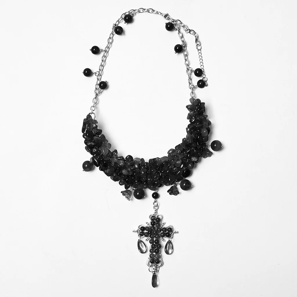 WS-866LHF Gothic Accessories Amethyst Crystal Cross Necklace Choker Elegant Statement - Image 14