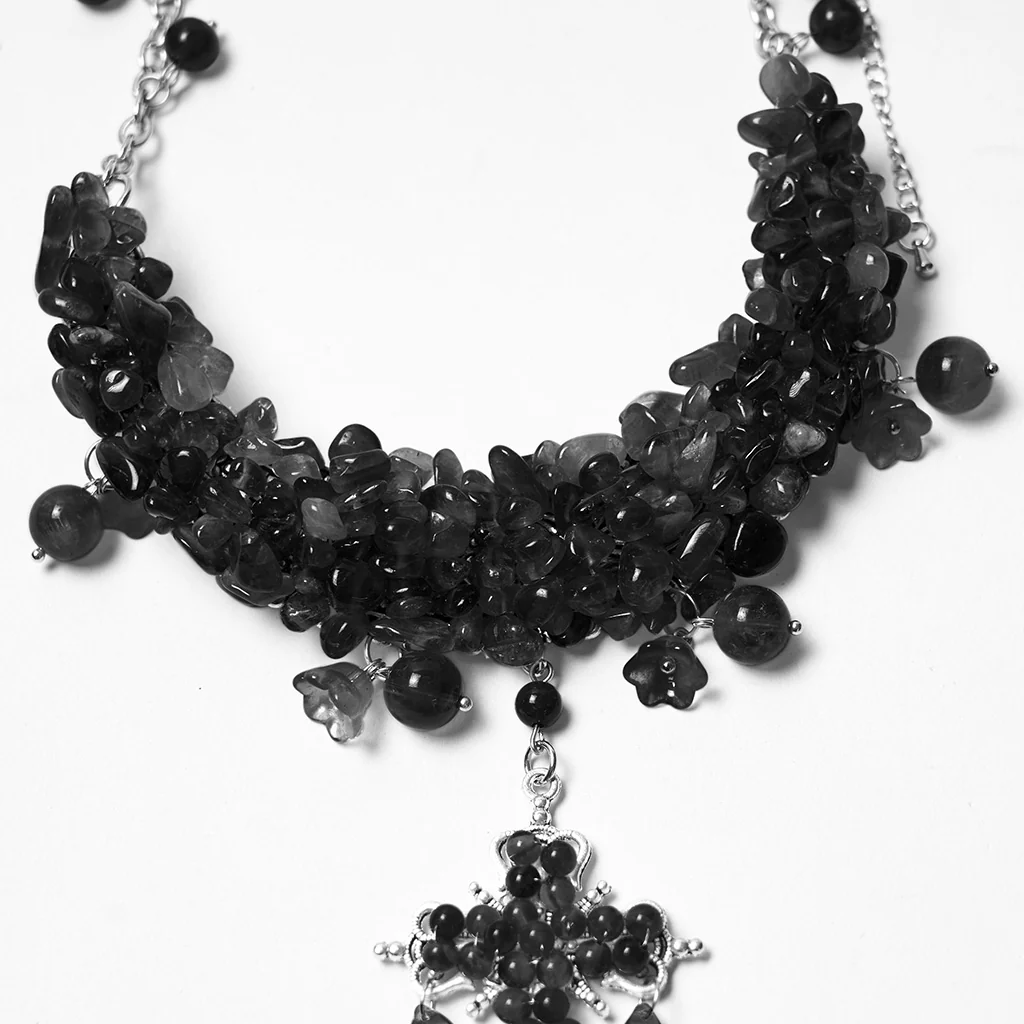WS-866LHF Gothic Accessories Amethyst Crystal Cross Necklace Choker Elegant Statement - Image 17