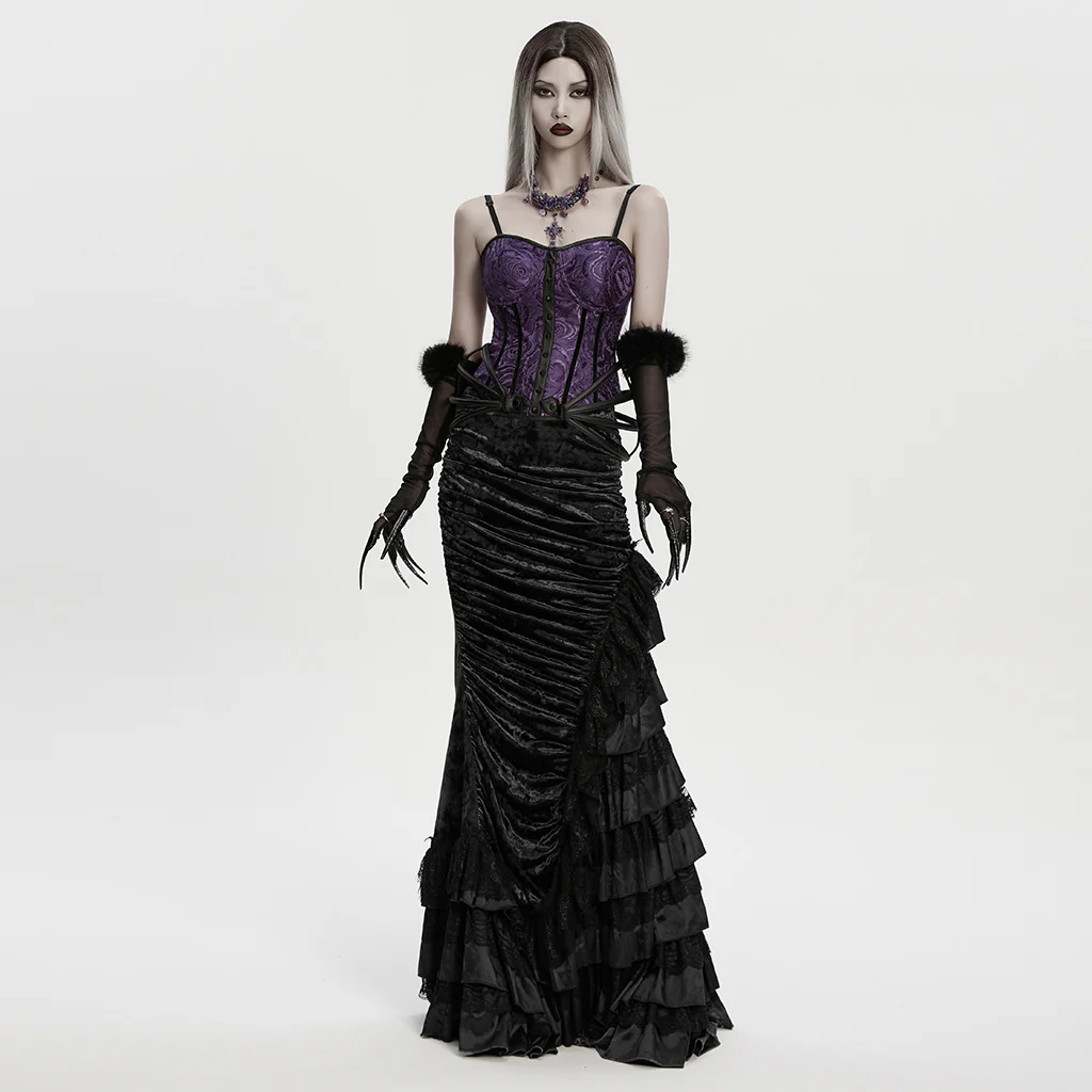 WS-866LHF Gothic Accessories Amethyst Crystal Cross Necklace Choker Elegant Statement - Image 4