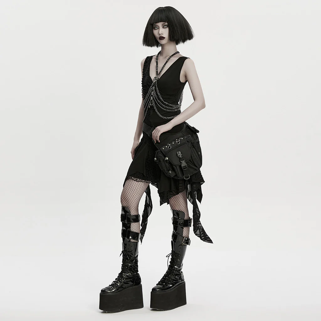 WS-869BB Gothic Punk Skull Studded Waist Bag Hip Accessory - Image 6