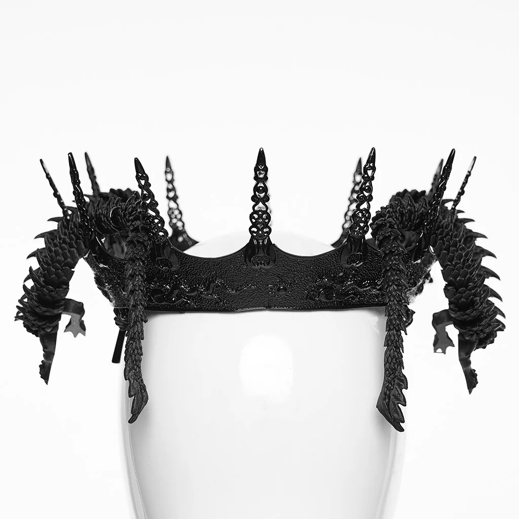 WS-871FSM Gothic Accessories Dragon Spike Crown Black Regal Headpiece - Image 10