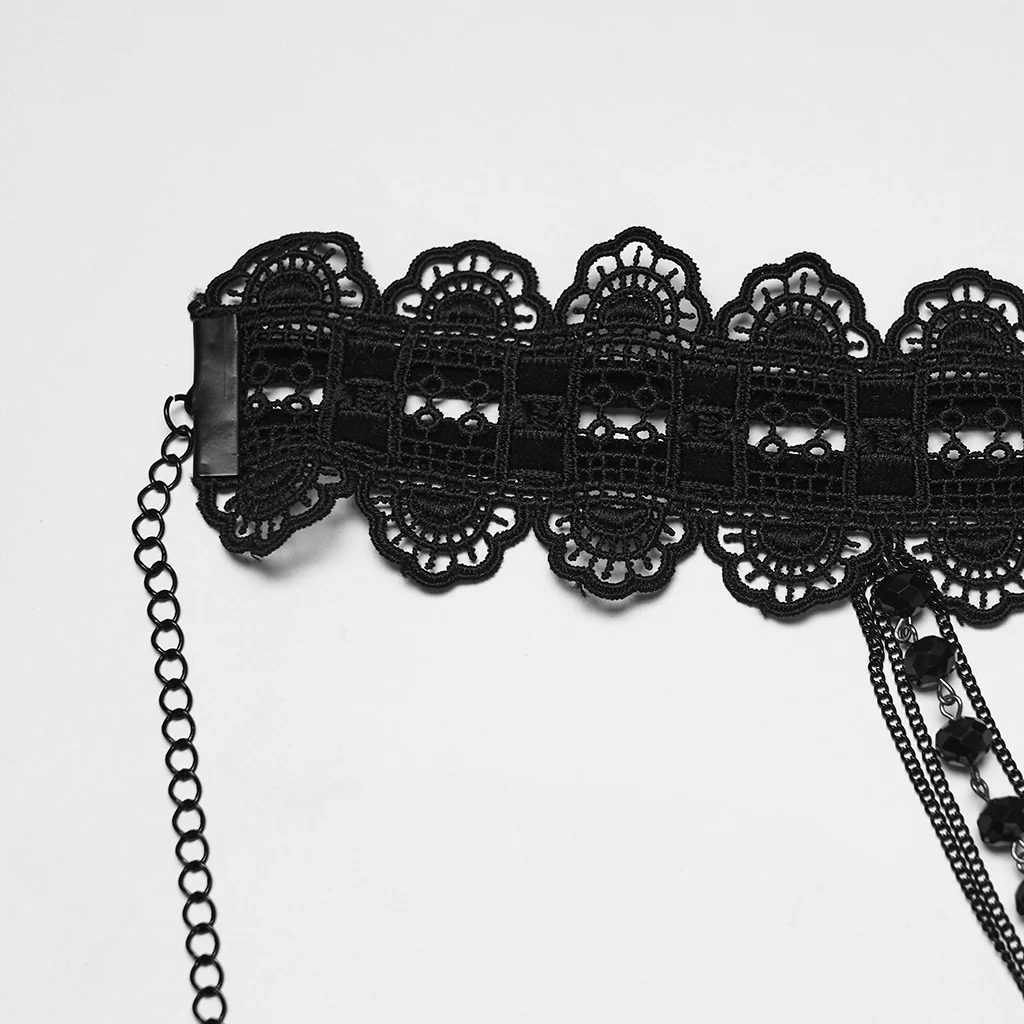 WS-873LHF Gothic Accessories Lace Choker with Cross Pendant Chains - Image 8
