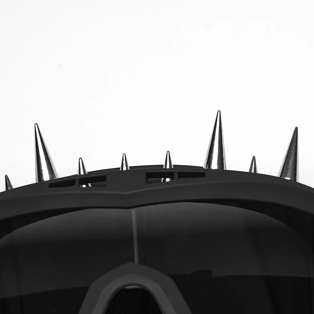 WS-876QT Punk Accessories Black Spiked Goggles Adjustable Strap Statement Eyewear - Image 10