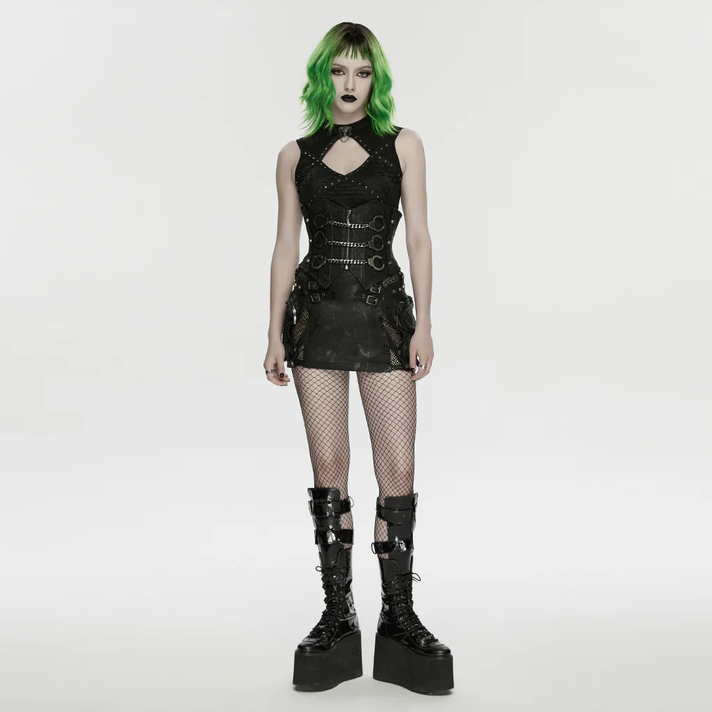 WS-880YDF Edgy Punk Corset with Chains and Laces Gothic Style - Image 5