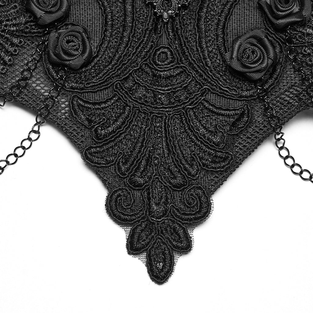 WS-882YDF Gothic Corset Embroidered Lace Chain Floral Design Bustier - Image 8