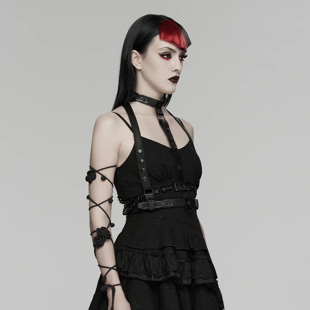 WS-885BDF Punk Accessories Spine Harness Spiked Chain Leather Body Strap - Image 13