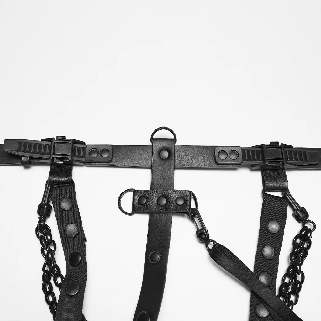 WS-885BDF Punk Accessories Spine Harness Spiked Chain Leather Body Strap - Image 7