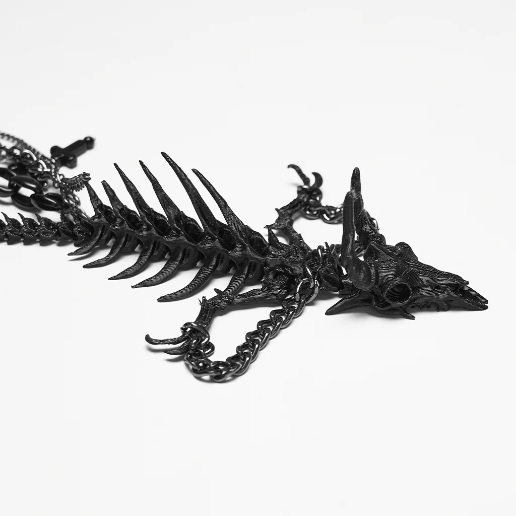 WS-886LHF Edgy Skull Chain Necklace Punk Accessories Gothic Statement Piece - Image 7