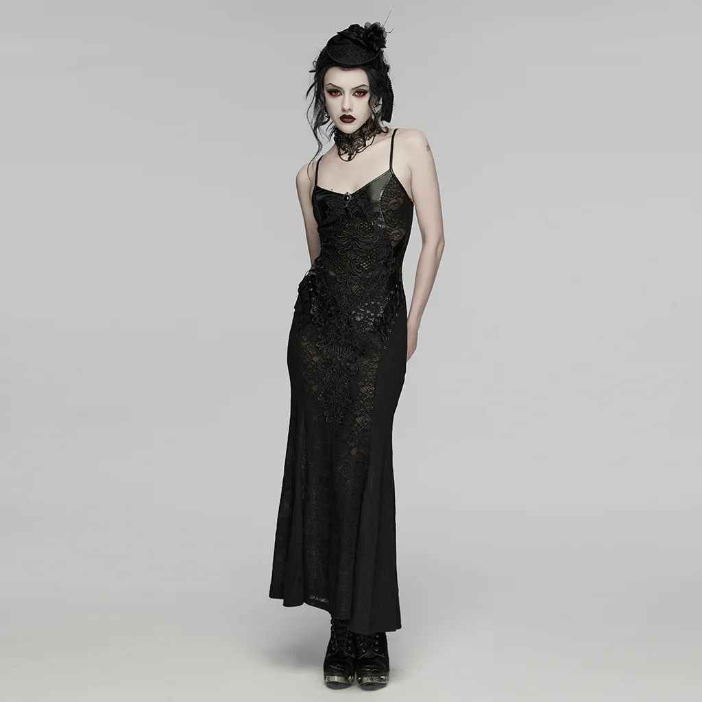 WS-901MZF Gothic Accessories Black Veil Fascinator with Floral Lace Details - Image 5