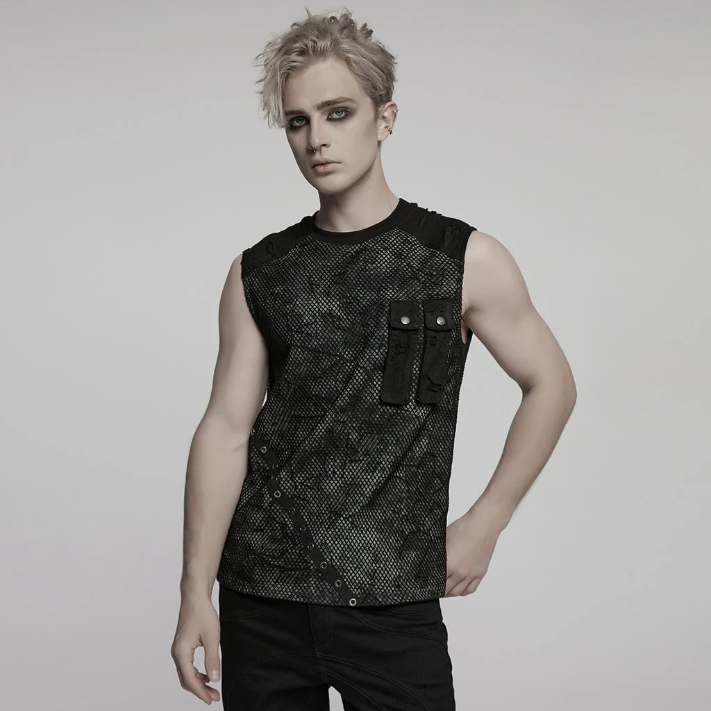 WT-1007BXM Edgy Punk Vests with Rivet Detailing and Chest Pocket Design - Image 21