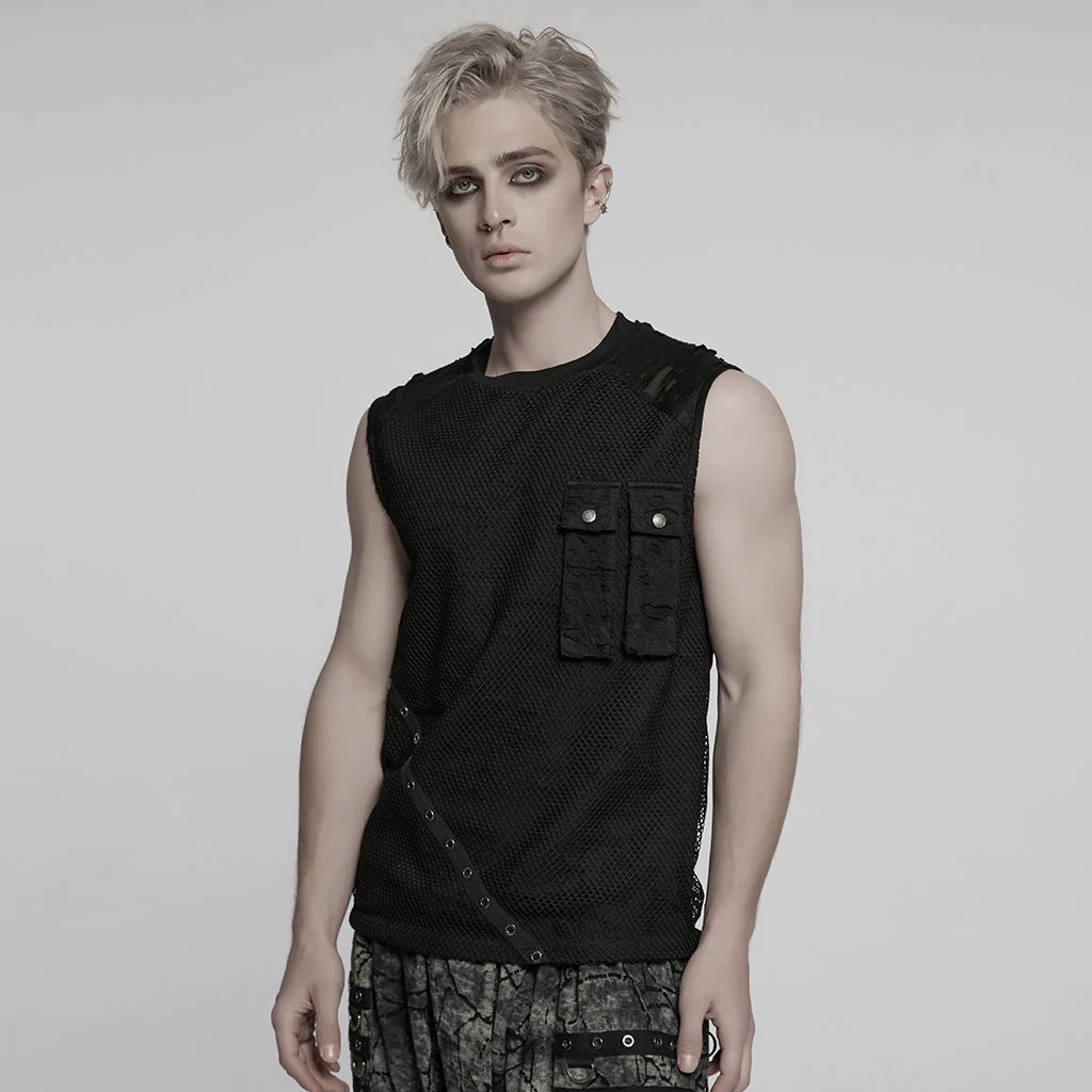 WT-1007BXM Edgy Punk Vests with Rivet Detailing and Chest Pocket Design - Image 32