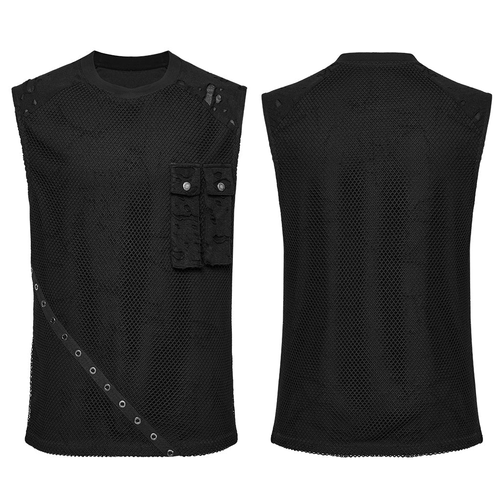 WT-1007BXM Edgy Punk Vests with Rivet Detailing and Chest Pocket Design - Image 35