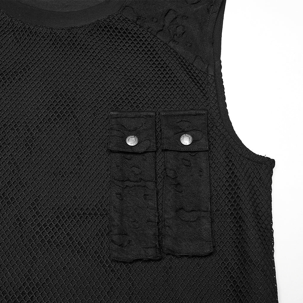 WT-1007BXM Edgy Punk Vests with Rivet Detailing and Chest Pocket Design - Image 37